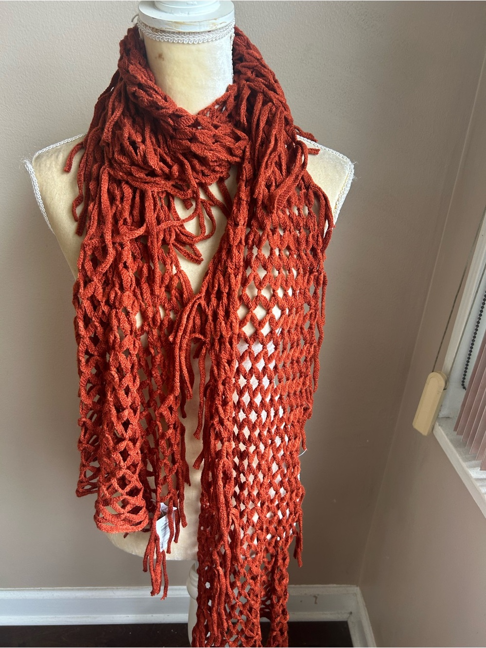 Bakers New Women’s Crochet Knit Scarf Rust 5001